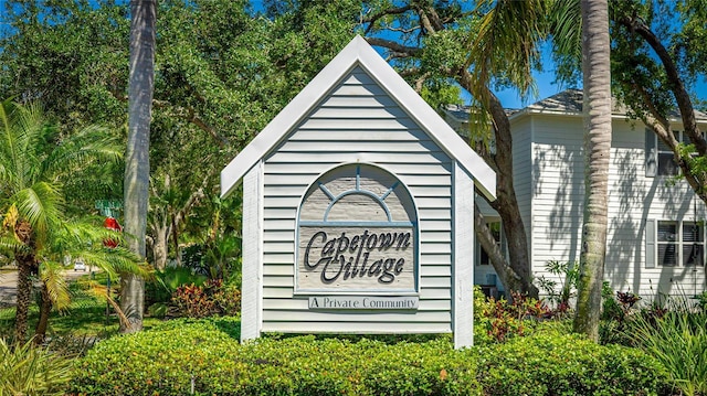 view of community sign