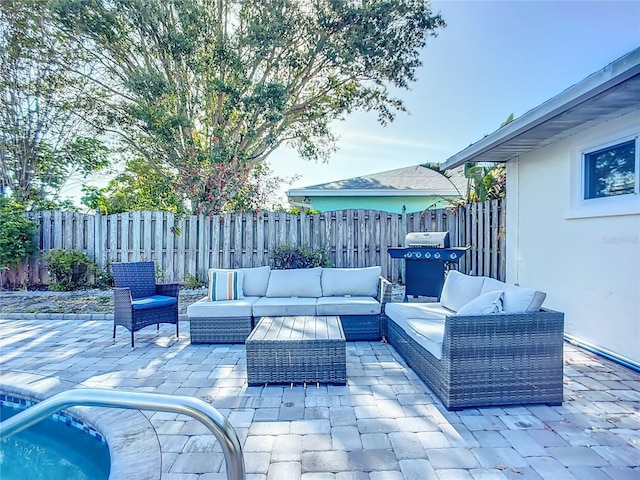 6012 11th Ave W, Bradenton, FL 34209 - view of patio / terrace with area for grilling, outdoor lounge area, and fence private yard