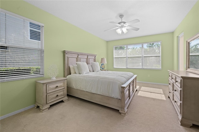 7424 Arrowhead Run, Lakewood Ranch, FL 34202 - bedroom with baseboards, light colored carpet, and ceiling fan