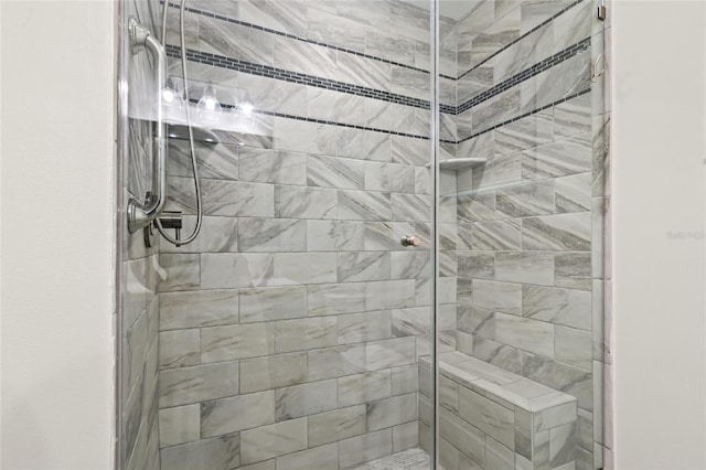 bathroom with a stall shower