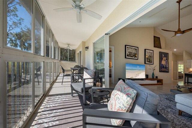 6748 Fairview Ter Unit 4-202, Bradenton, FL 34203 - sunroom / solarium with high vaulted ceiling, tile patterned floors, and recessed lighting