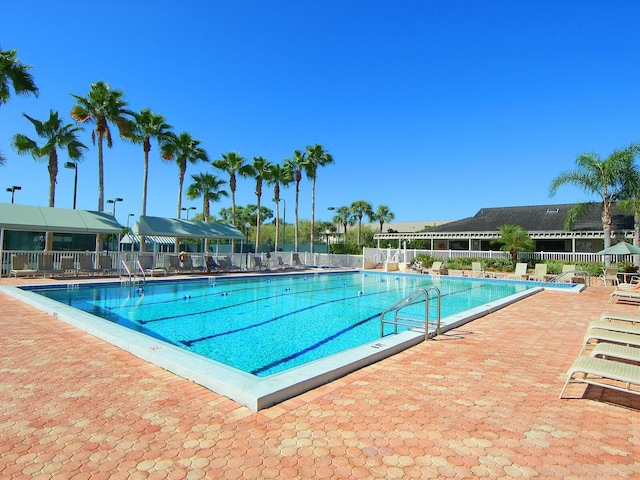 community pool with fence