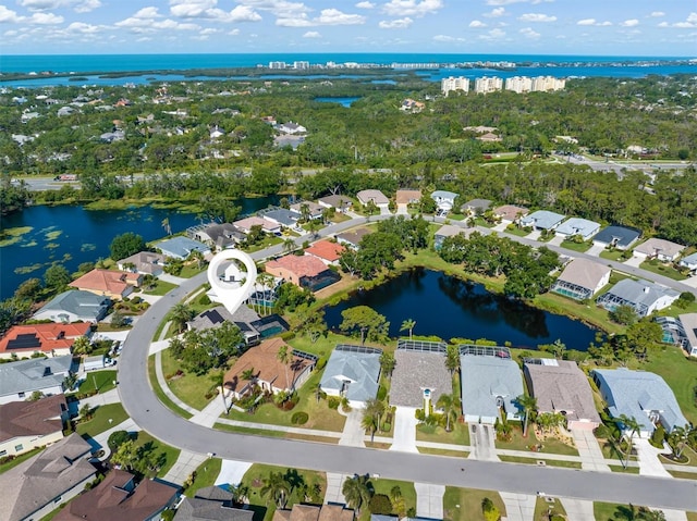 4063 Westbourne Cir, Sarasota, FL 34238 - aerial overview of property's location featuring a large body of water and nearby suburban area