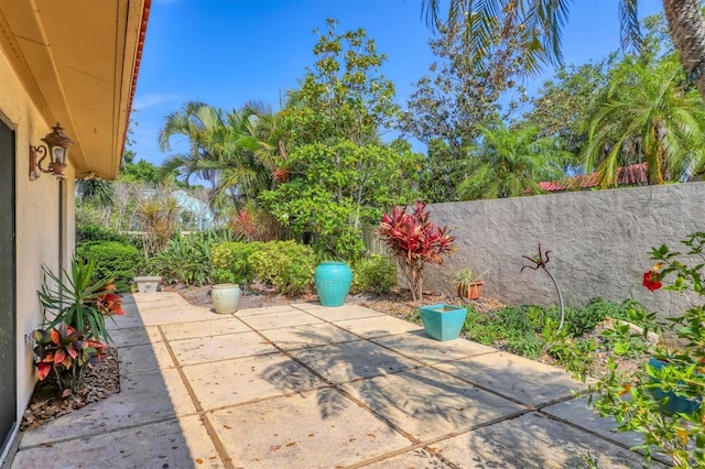 view of patio featuring a fenced backyard