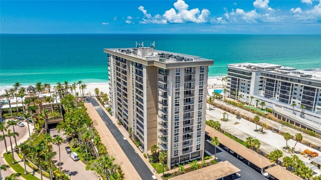 1212 Benjamin Franklin Dr Unit 909, Sarasota, FL 34236 - aerial view of waterfront with a beach and apartment complex