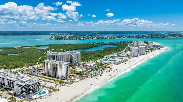 1212 Benjamin Franklin Dr Unit 909, Sarasota, FL 34236 - bird's eye view of waterfront with a beach