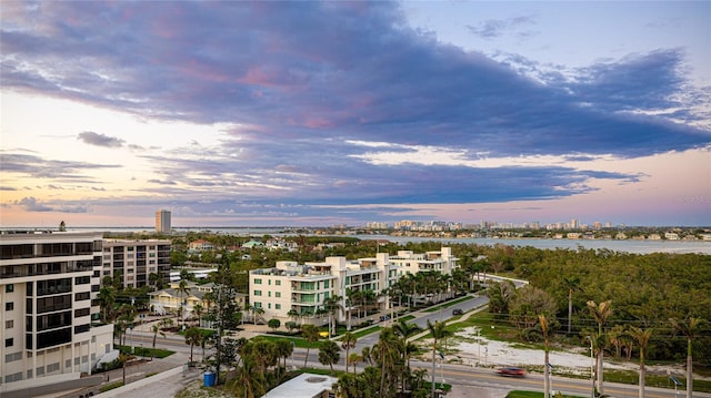 1212 Benjamin Franklin Dr Unit 909, Sarasota, FL 34236 - aerial view at dusk of a city view