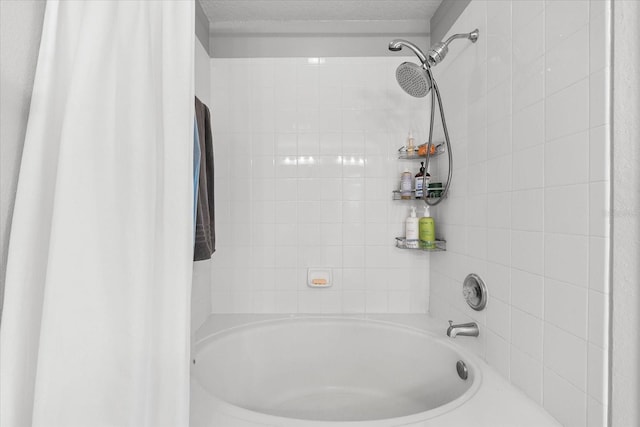 full bathroom with shower / bath combination with curtain