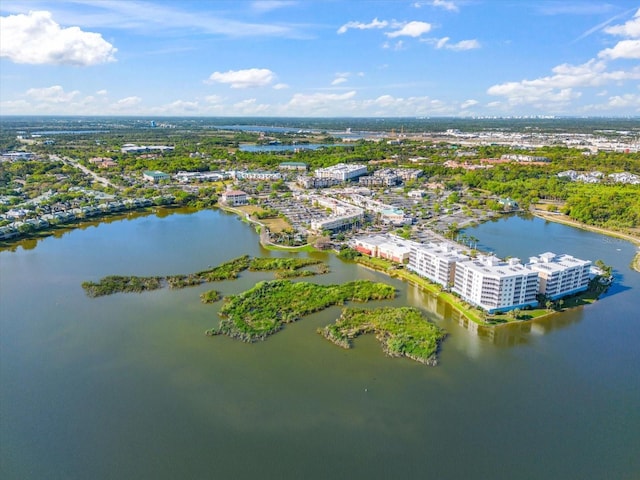 aerial view of a nearby body of water