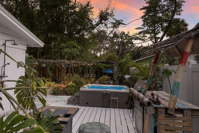 2207 Hickory Ave, Sarasota, FL 34234 - wooden terrace with a hot tub