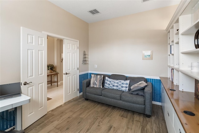 living area featuring light wood finished floors