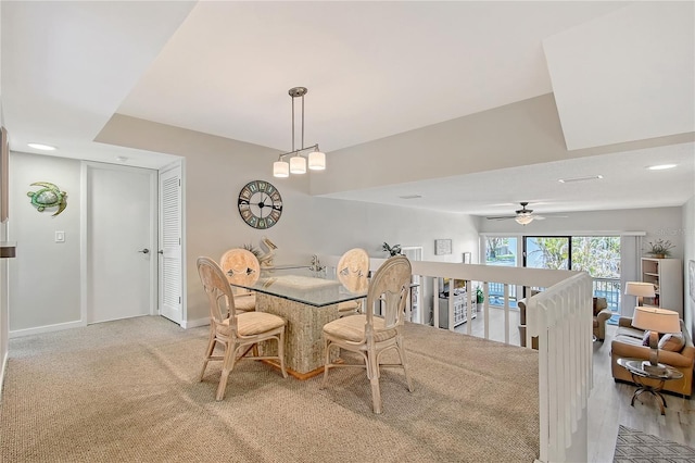 1159 Lake House Cir Unit C120, Sarasota, FL 34242 - dining area featuring baseboards, a ceiling fan, recessed lighting, and light colored carpet