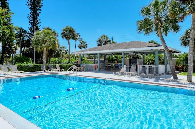 1159 Lake House Cir Unit C120, Sarasota, FL 34242 - community pool with a gazebo, fence, and a patio area