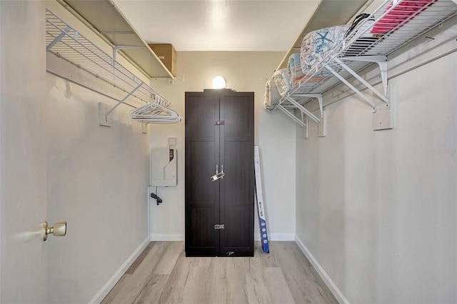 spacious closet featuring light wood finished floors