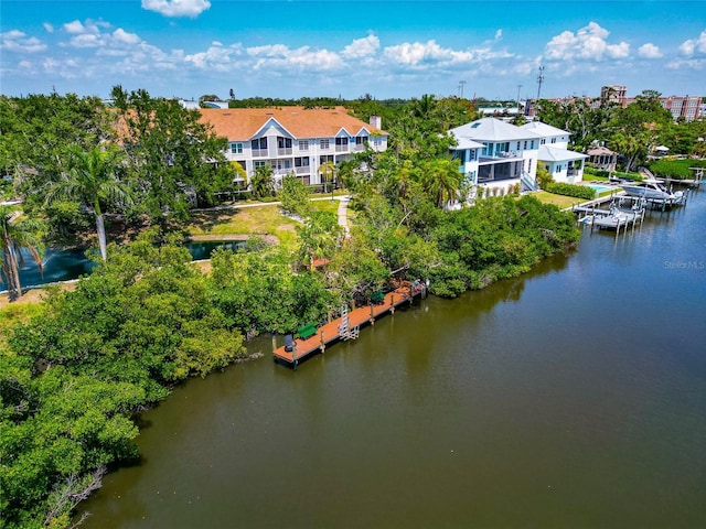 bird's eye view of a nearby body of water and a tree filled landscape