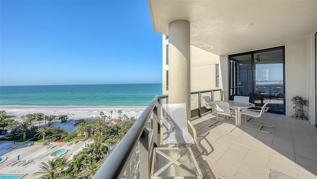 1241 Gulf Of Mexico Dr Unit 803, Longboat Key, FL 34228 - balcony featuring view of water and beach