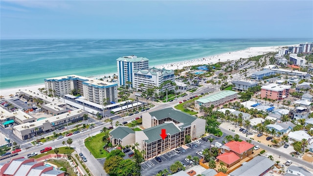 view of urban area featuring expansive coastline
