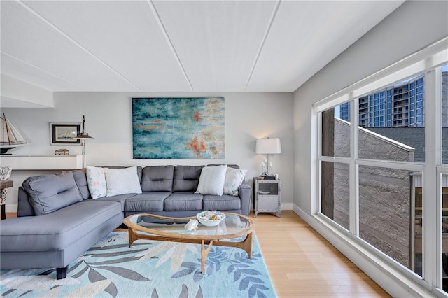 living area with light wood-style floors