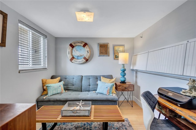 living room with wood finished floors