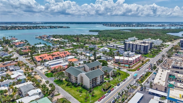 aerial view of a nearby body of water