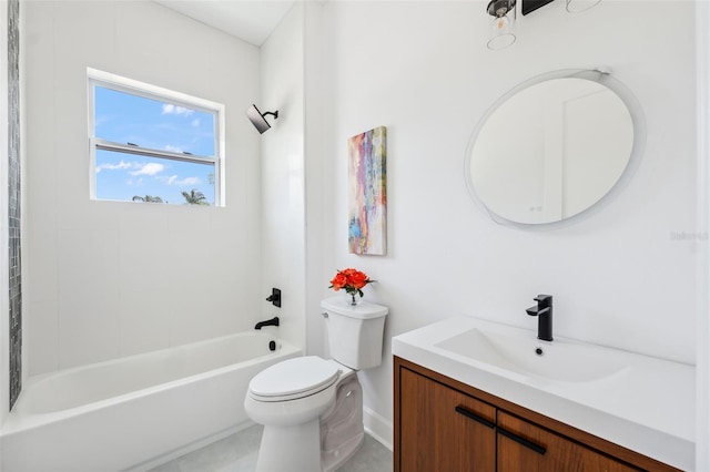 8622 Inwood Dr, Hudson, FL 34667 - full bathroom featuring toilet, baseboards, vanity, and shower / bathtub combination