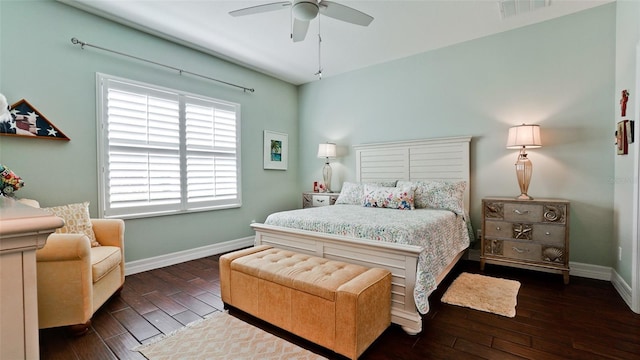 1503 Calle Grand St, Bradenton, FL 34209 - bedroom with baseboards, hardwood / wood-style flooring, and a ceiling fan