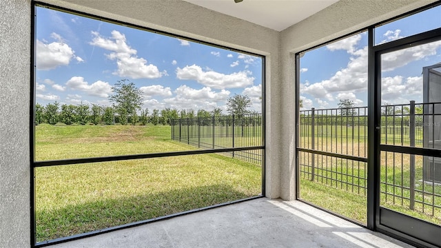 view of unfurnished sunroom