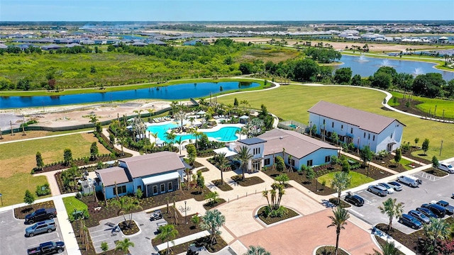 bird's eye view featuring a water view