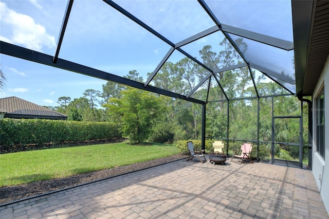 5301 Bartolomeo St, Sarasota, FL 34238 - view of patio with a fire pit and a lanai