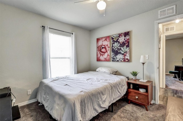 4542 19th Ave S, Saint Petersburg, FL 33711 - bedroom featuring carpet flooring, baseboards, a ceiling fan, and visible vents