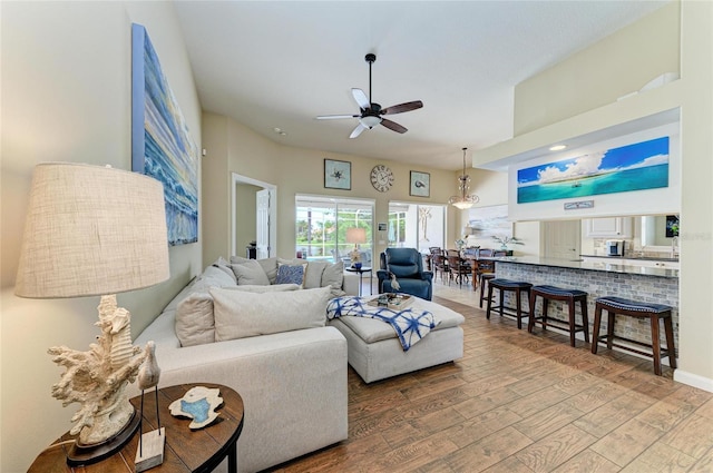 13167 Fernando St, Venice, FL 34293 - living area with ceiling fan and wood finished floors