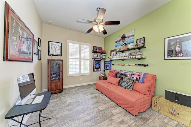13167 Fernando St, Venice, FL 34293 - office space with wood finished floors, ceiling fan, and baseboards