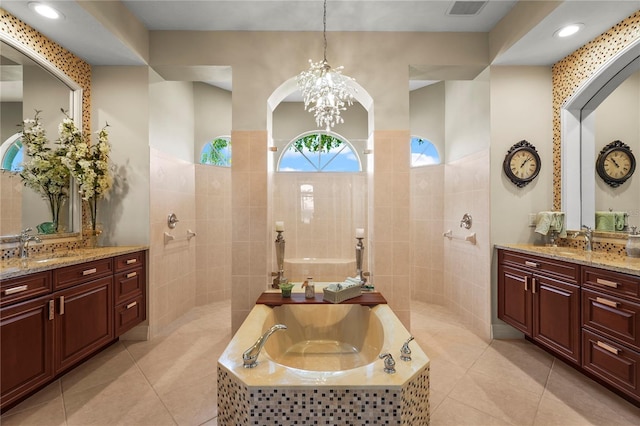 6143 9th Avenue Cir NE, Bradenton, FL 34212 - full bathroom with a bath, a walk in shower, and two vanities