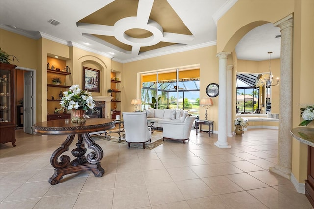 6143 9th Avenue Cir NE, Bradenton, FL 34212 - common area featuring ornamental molding and coffered ceiling
