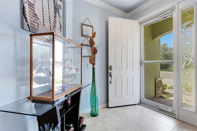 212 River Enclave Ct, Bradenton, FL 34212 - entryway featuring ornamental molding, light tile patterned floors, and baseboards