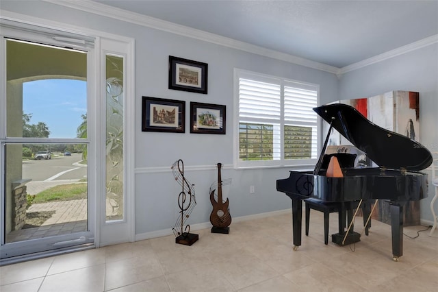 212 River Enclave Ct, Bradenton, FL 34212 - living area with ornamental molding, baseboards, and tile patterned floors