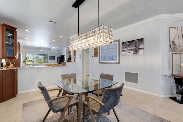 212 River Enclave Ct, Bradenton, FL 34212 - dining area featuring light tile patterned floors, recessed lighting, baseboards, and ornamental molding