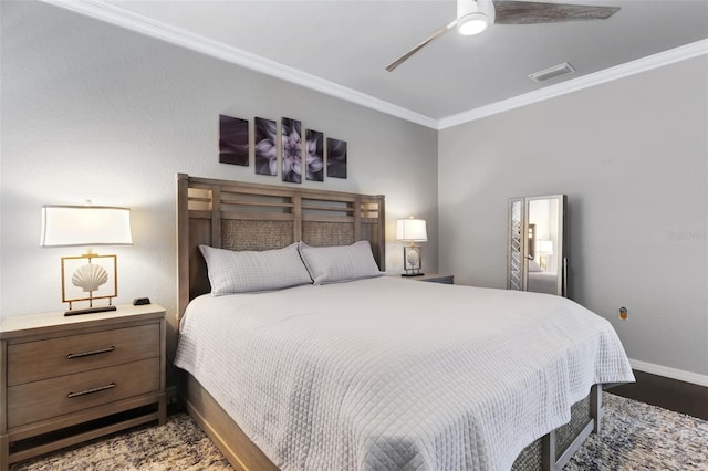 212 River Enclave Ct, Bradenton, FL 34212 - bedroom featuring ornamental molding, baseboards, and a ceiling fan