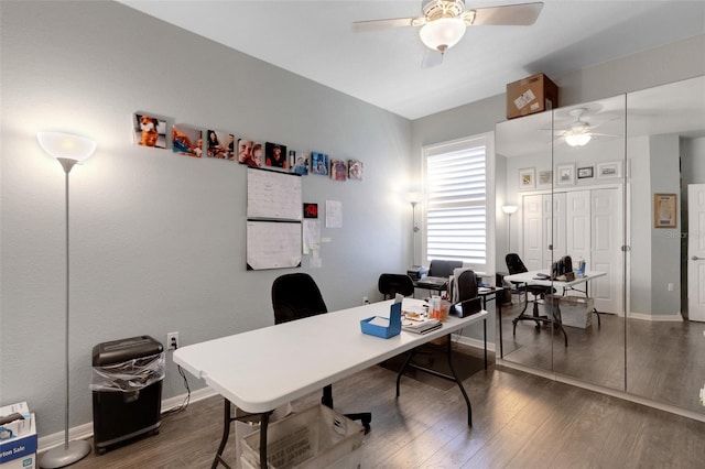 212 River Enclave Ct, Bradenton, FL 34212 - office space featuring ceiling fan, wood finished floors, and baseboards