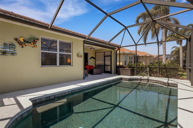 212 River Enclave Ct, Bradenton, FL 34212 - outdoor pool featuring a patio, ceiling fan, and a lanai
