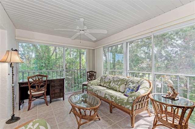802 Montrose Dr Unit 204, Venice, FL 34293 - sunroom / solarium with a ceiling fan, an outdoor hangout area, and healthy amount of natural light