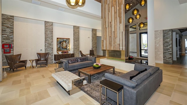 lobby with a high ceiling