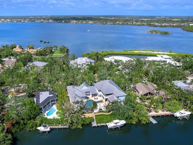 5132 Jungle Plum Rd, Sarasota, FL 34242 - aerial perspective of suburban area with a nearby body of water and a pool area
