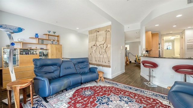 235 Cocoanut Ave Unit 108B, Sarasota, FL 34236 - living area featuring wood finished floors, baseboards, and recessed lighting