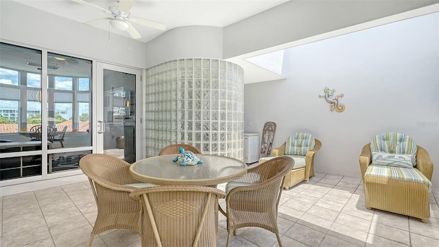 235 Cocoanut Ave Unit 108B, Sarasota, FL 34236 - dining room with tile patterned floors and ceiling fan