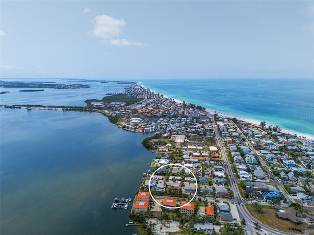 aerial overview of property's location featuring a large body of water