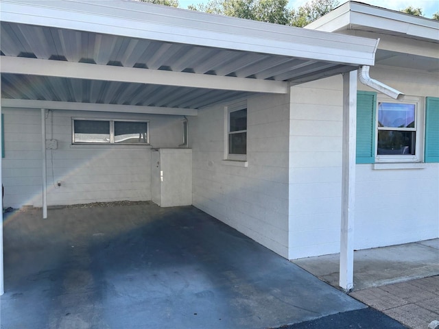 view of patio featuring a carport