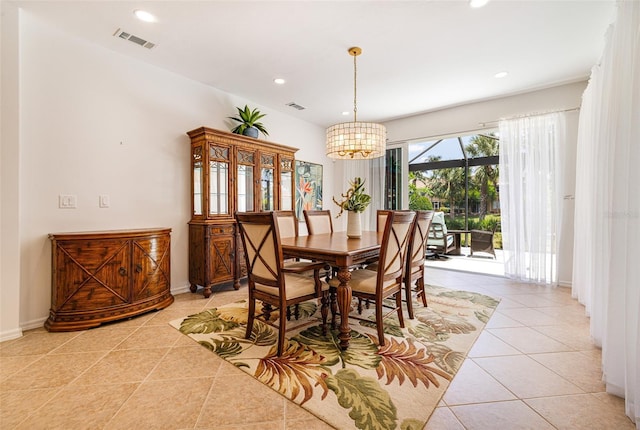 20040 Rookery Dr, Estero, FL 33928 - dining room featuring a chandelier, light tile patterned floors, recessed lighting, and baseboards