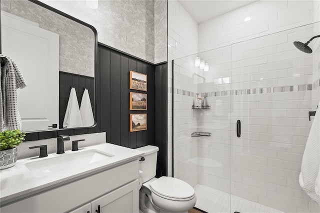 16226 Hidden Oak Loop, Bradenton, FL 34211 - bathroom featuring a shower stall, toilet, and vanity