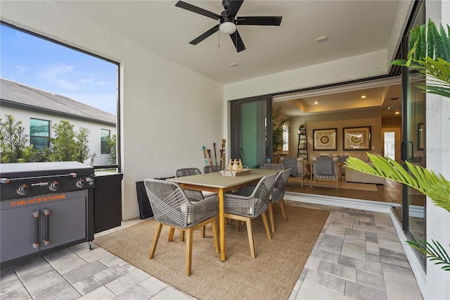 16226 Hidden Oak Loop, Bradenton, FL 34211 - dining space featuring a ceiling fan and recessed lighting